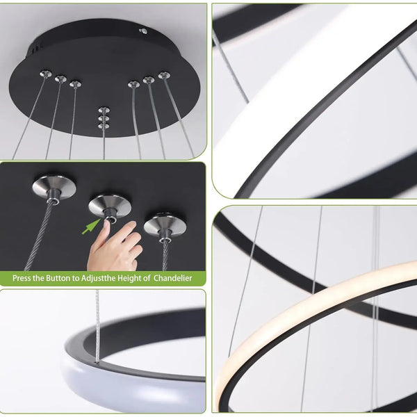 Chandelier lamp with 3 rings