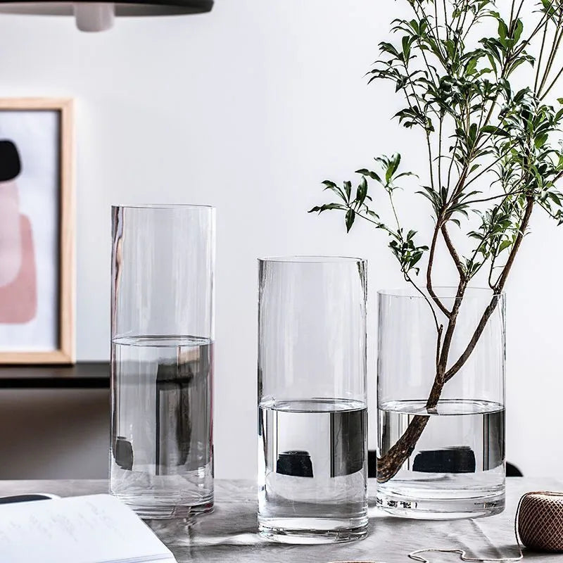 Minimalist Glass Vase Cylindrical Design