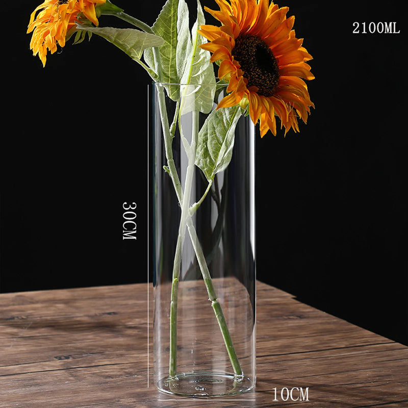 Minimalist Glass Vase Cylindrical Design