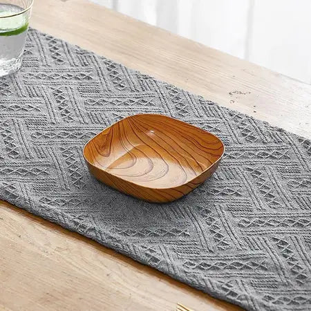 Set of Plastic Plates with Wood Texture